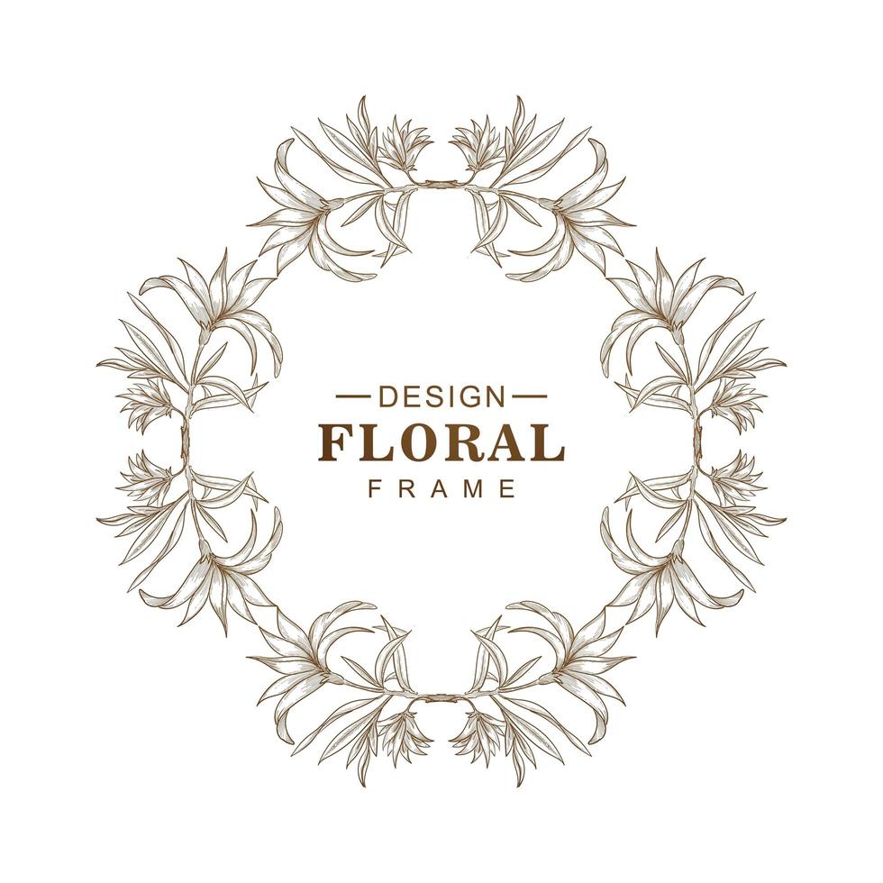 elegante marco floral dibujo circular vector