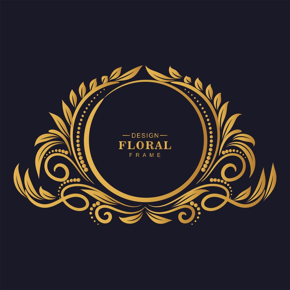 Circular ornamental golden decorative floral frame vector