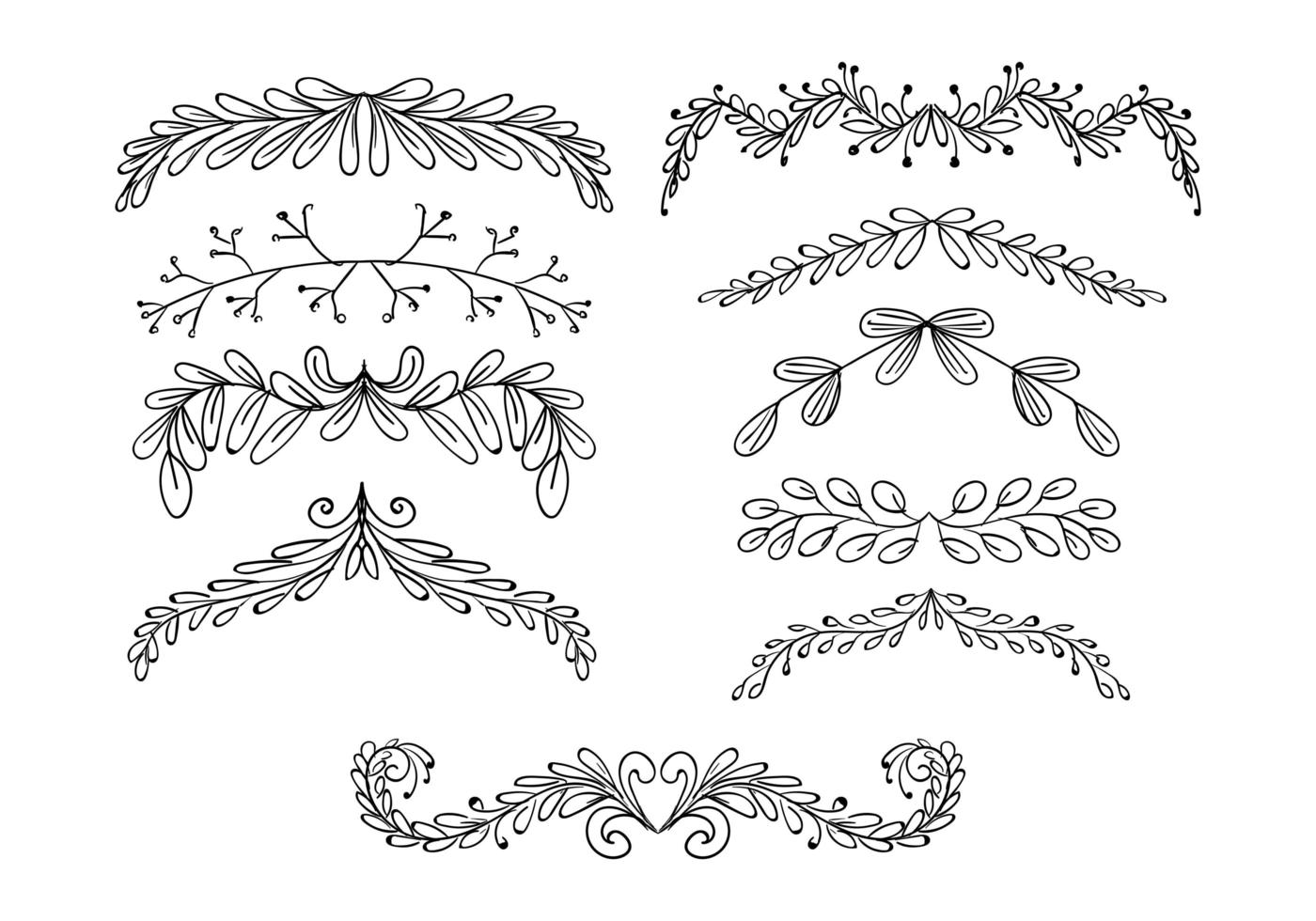 Elegant decorative floral dividers set vector