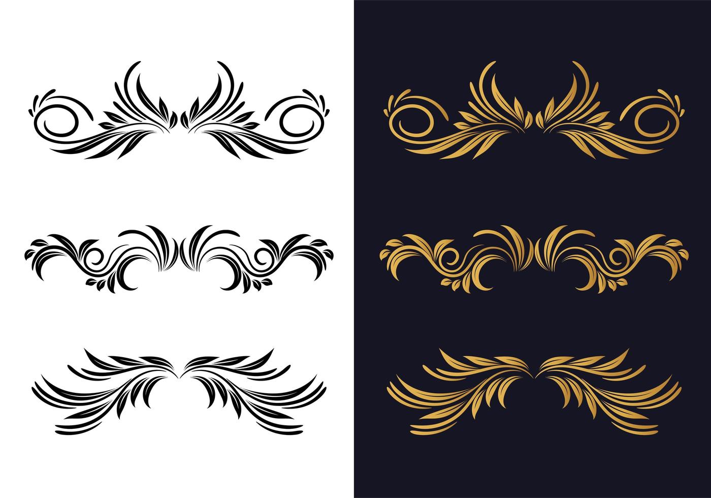 Elegant decorative ornamental floral decorative set design vector