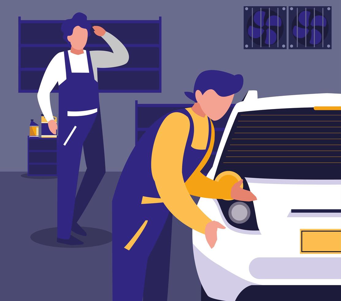 Maintenance of a vehicle workshop  vector