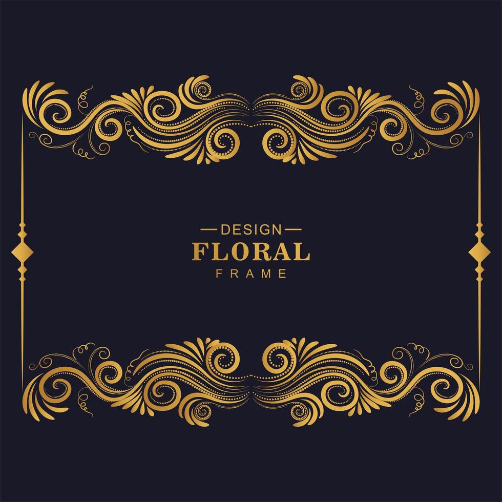 Golden floral artistic frame design vector