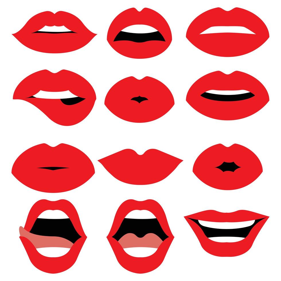 labios de mujer aislados vector