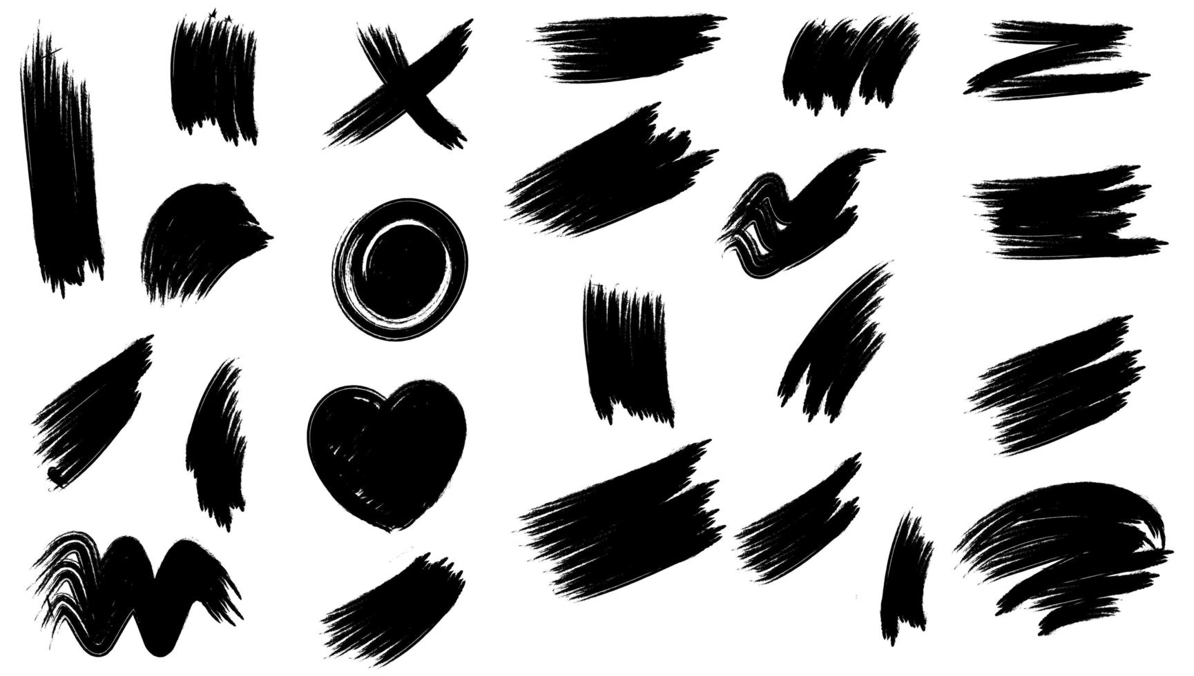 Black hand drawn brush strokes set vector