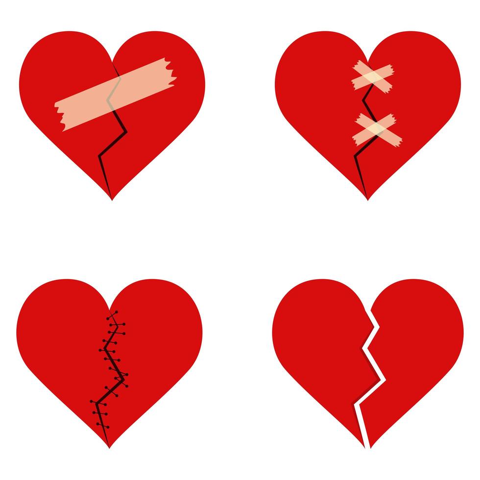 Broken heart set  vector