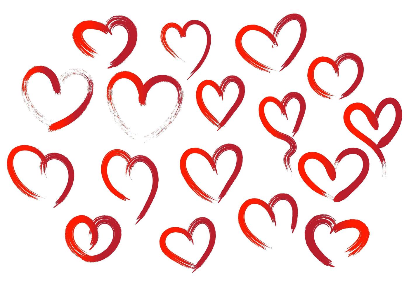 Set of different red hearts vector