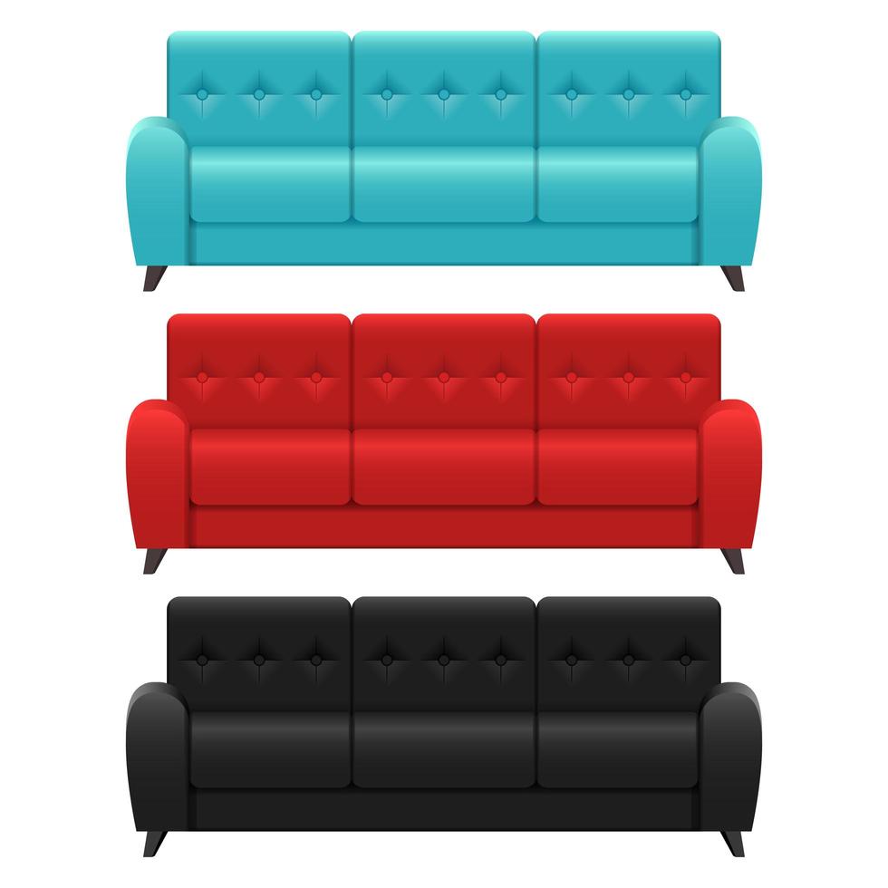 Set of realistic sofas  vector