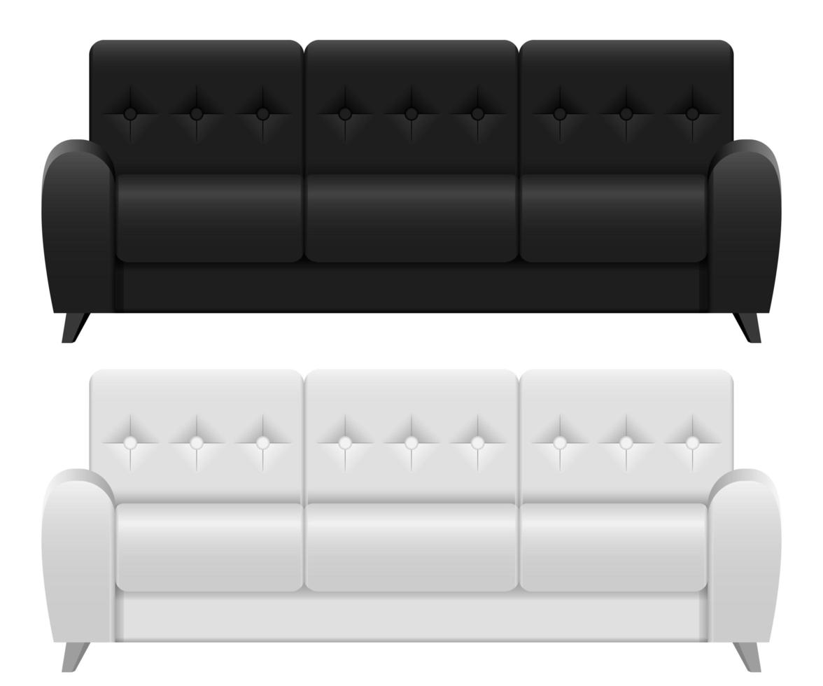 Two realistic sofas vector