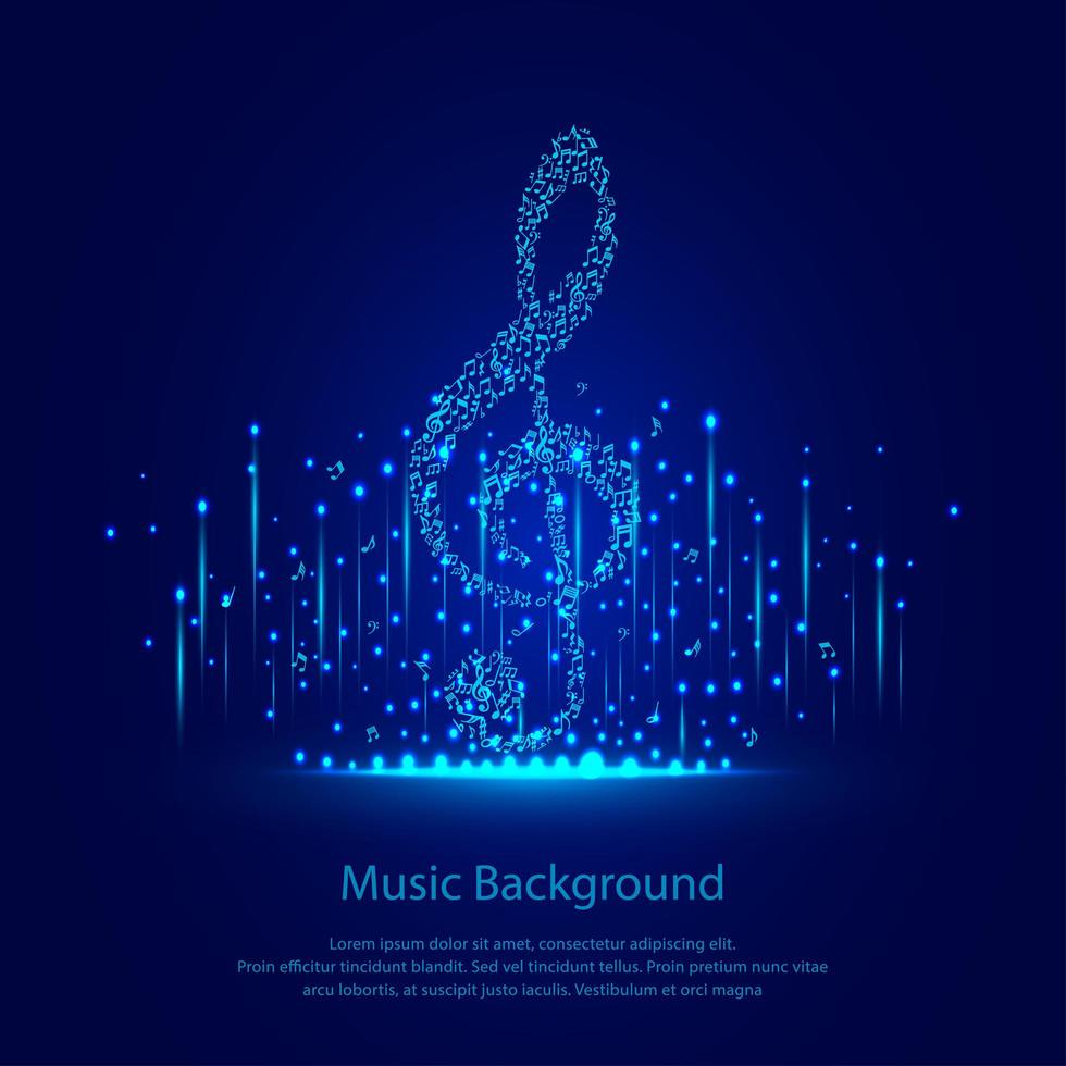 Glowing blow music note made of other notes vector