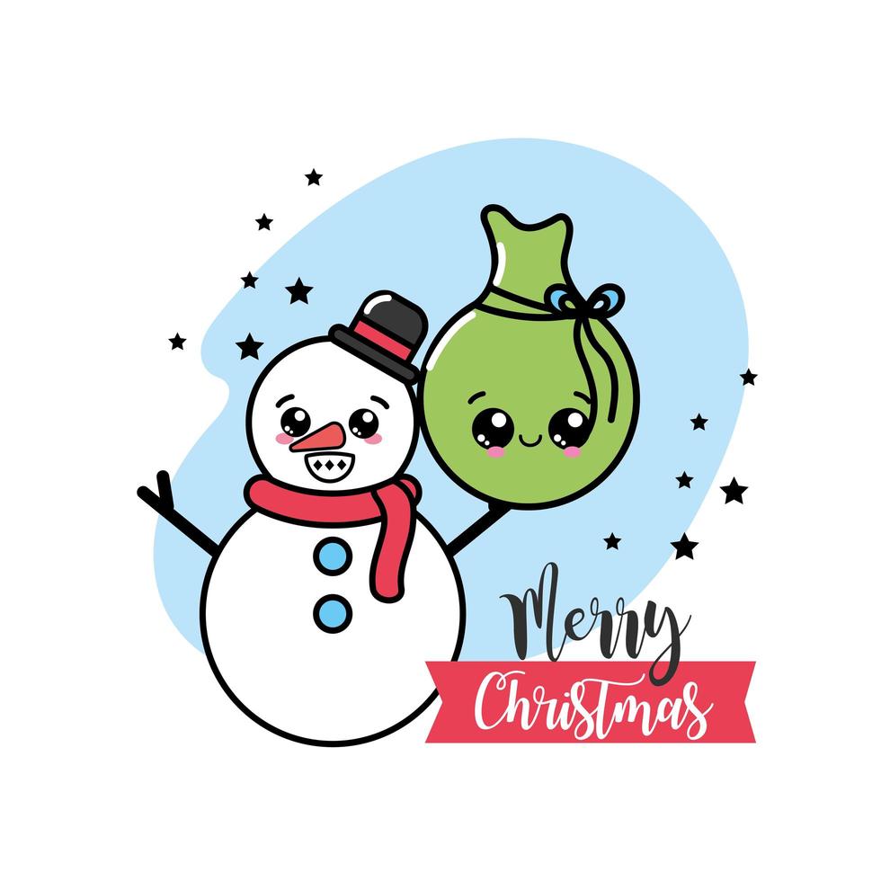 navidad, muñeco de nieve, tarjeta de felicitación vector