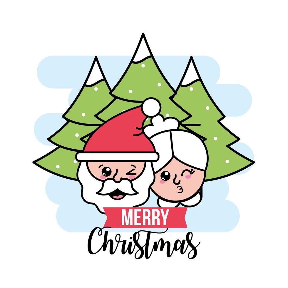 Santa and Mrs. Claus greeting card vector