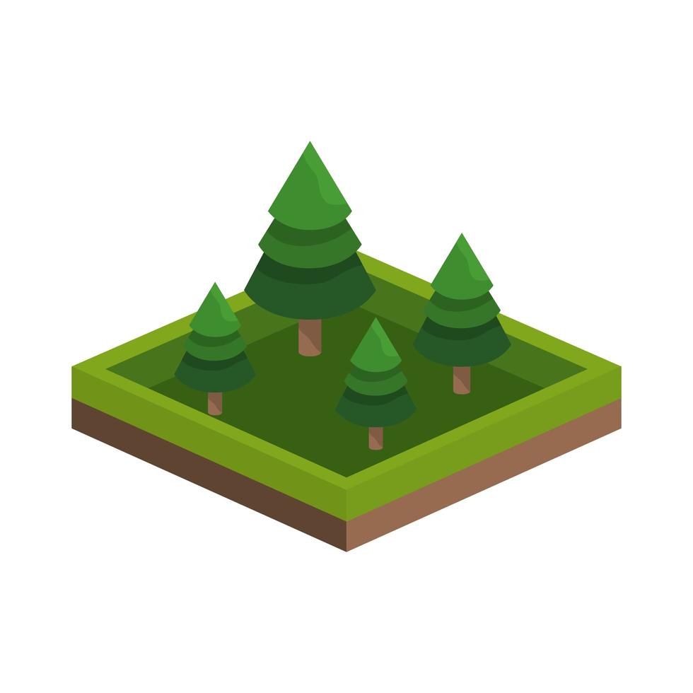 Isometric trees square icon  vector