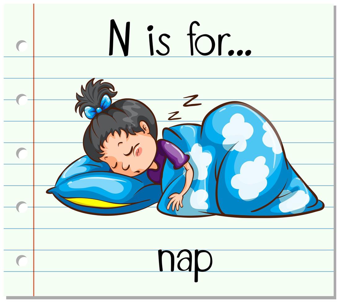 Flashcard letter N is for nap poster  vector