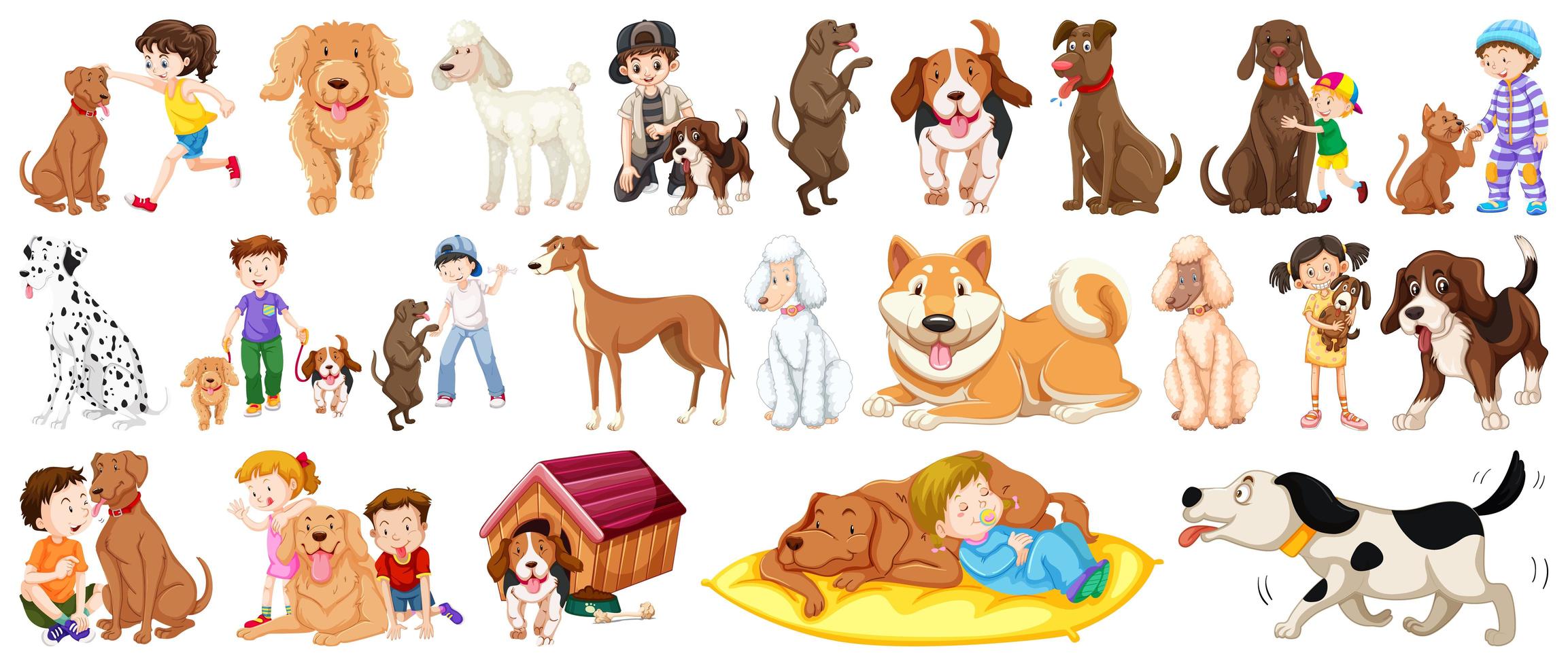 conjunto de elementos para perros y niños. vector