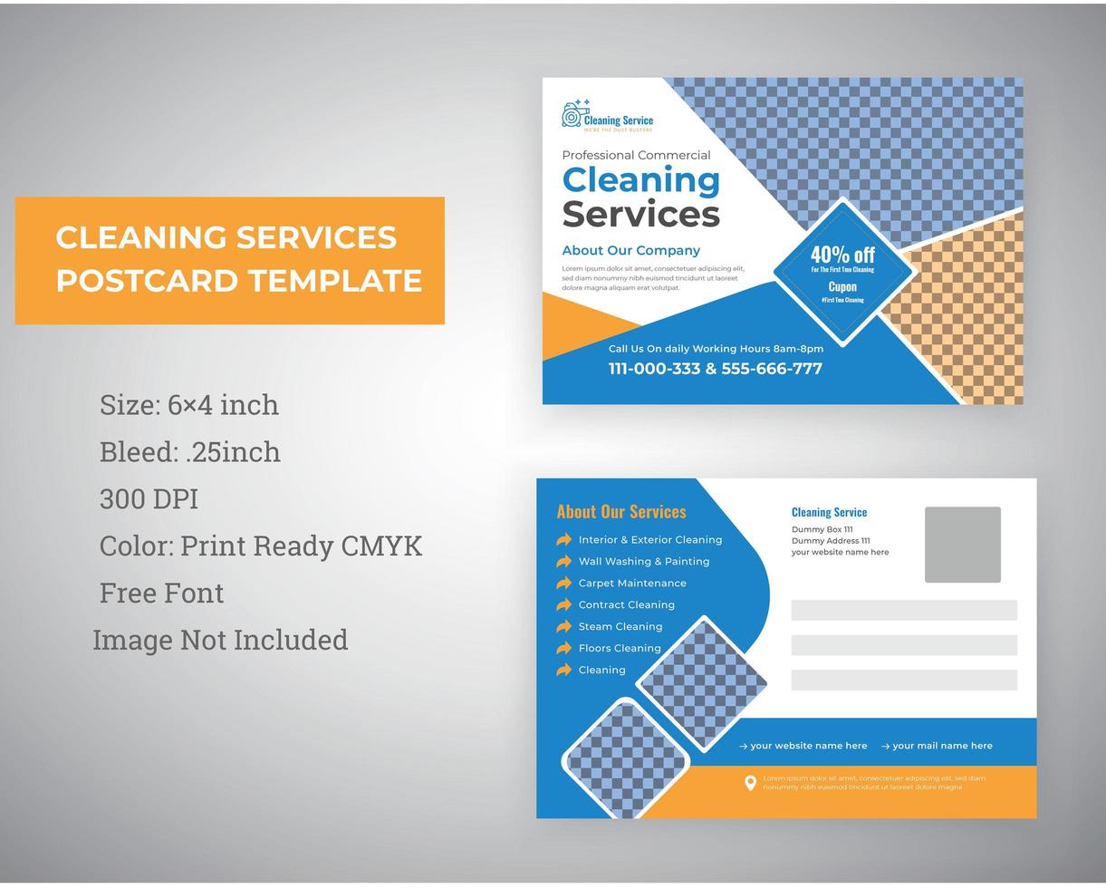Cleaning Service Marketing Material Postcard Design vector