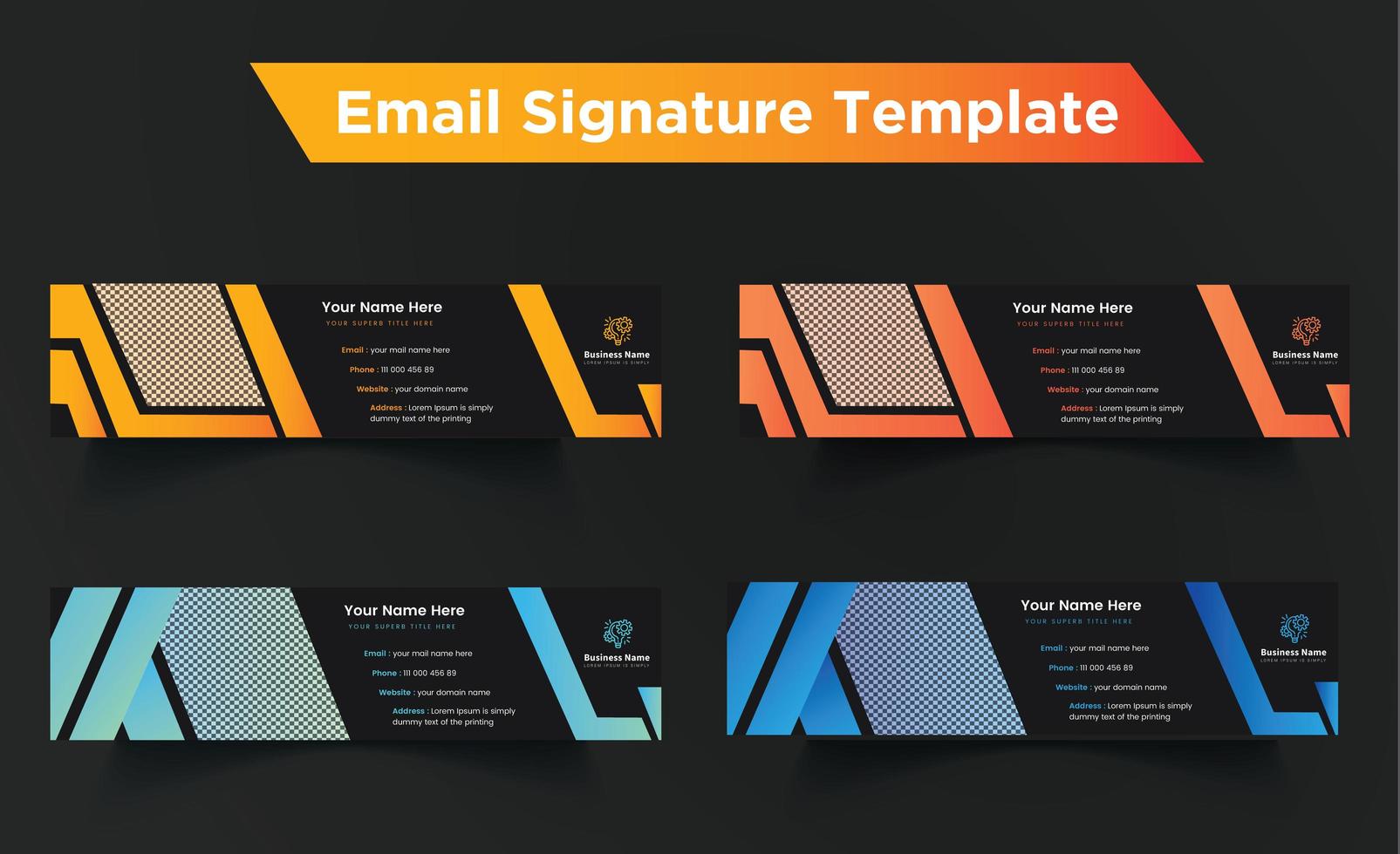 Black and Gradient Email Signature Design For Business Professionals vector