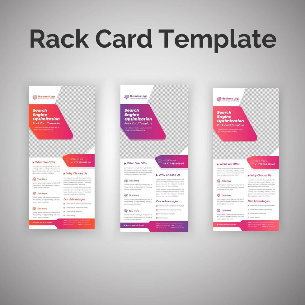 Pink and Purple Gradient Business SEO Rack Cards vector