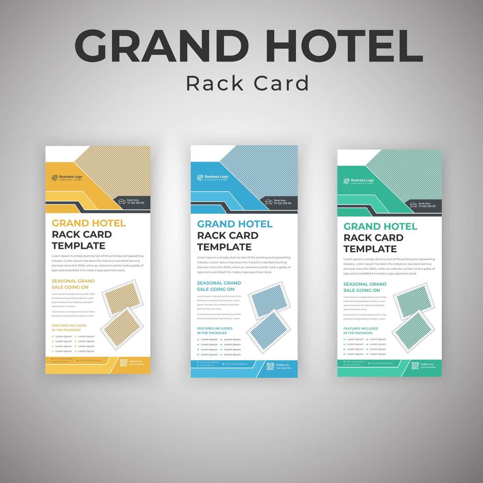 plantillas de tarjetas publicitarias de servicios de grand hotel vector