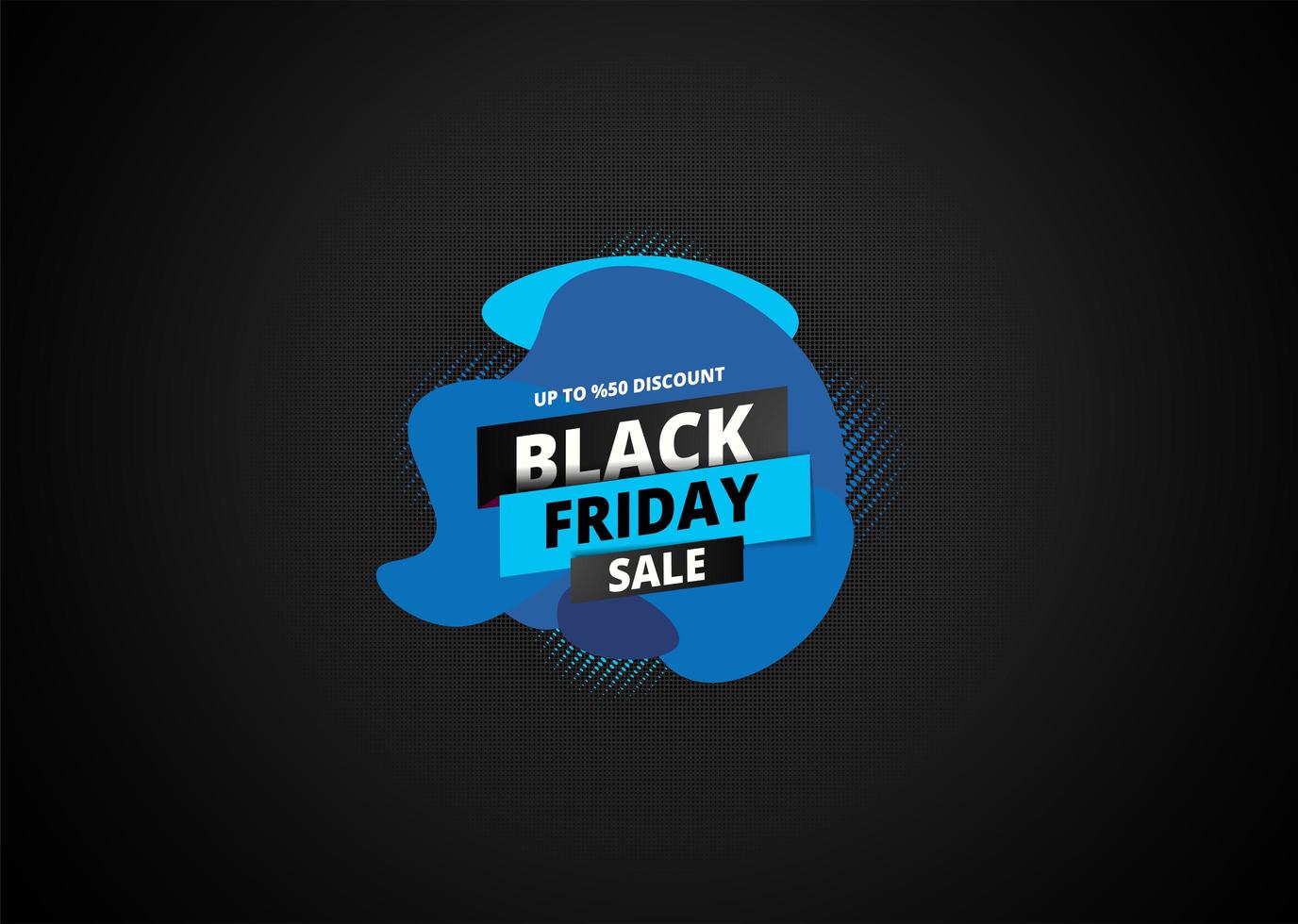 Black Friday blue abstract design on dark halftone pattern vector