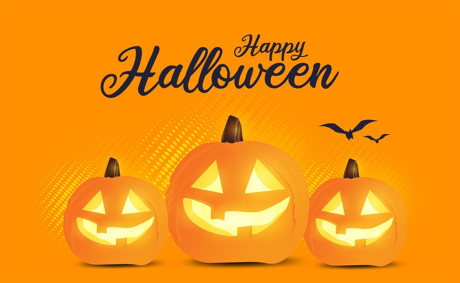 Orange Halloween sale promotion poster with jack-o-lanterns vector