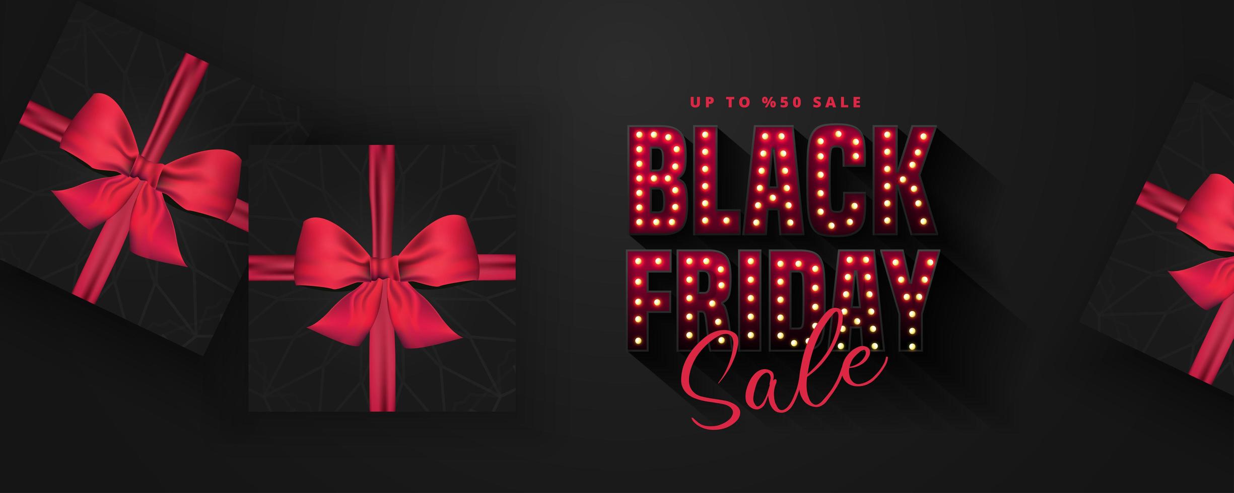 Retro light bulbs sign Black Friday sale banner vector