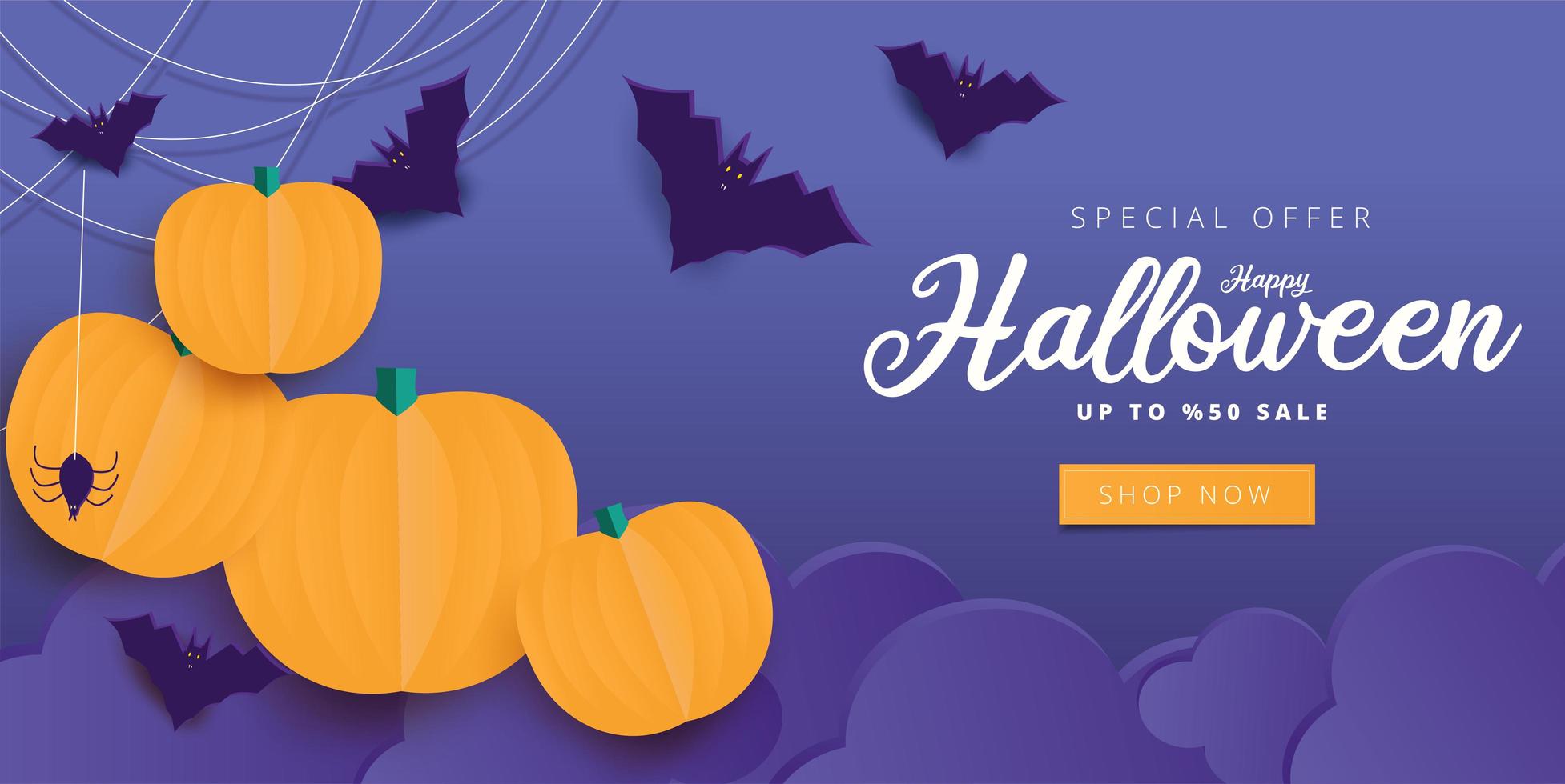 Purple Happy Halloween calligraphy and elements for sale vector