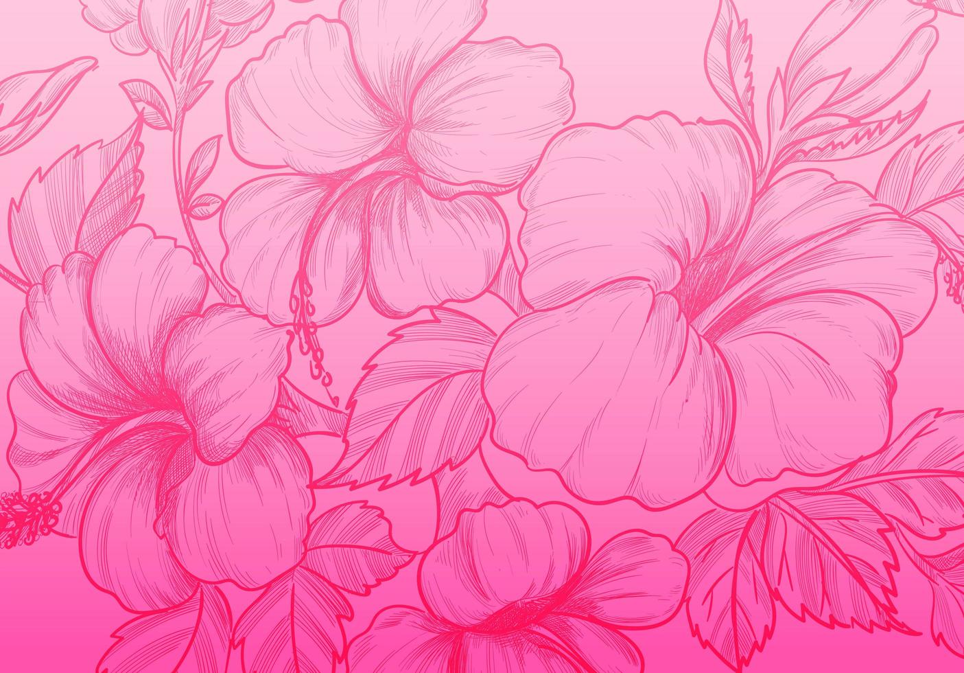 Decorative gradient pink floral card vector