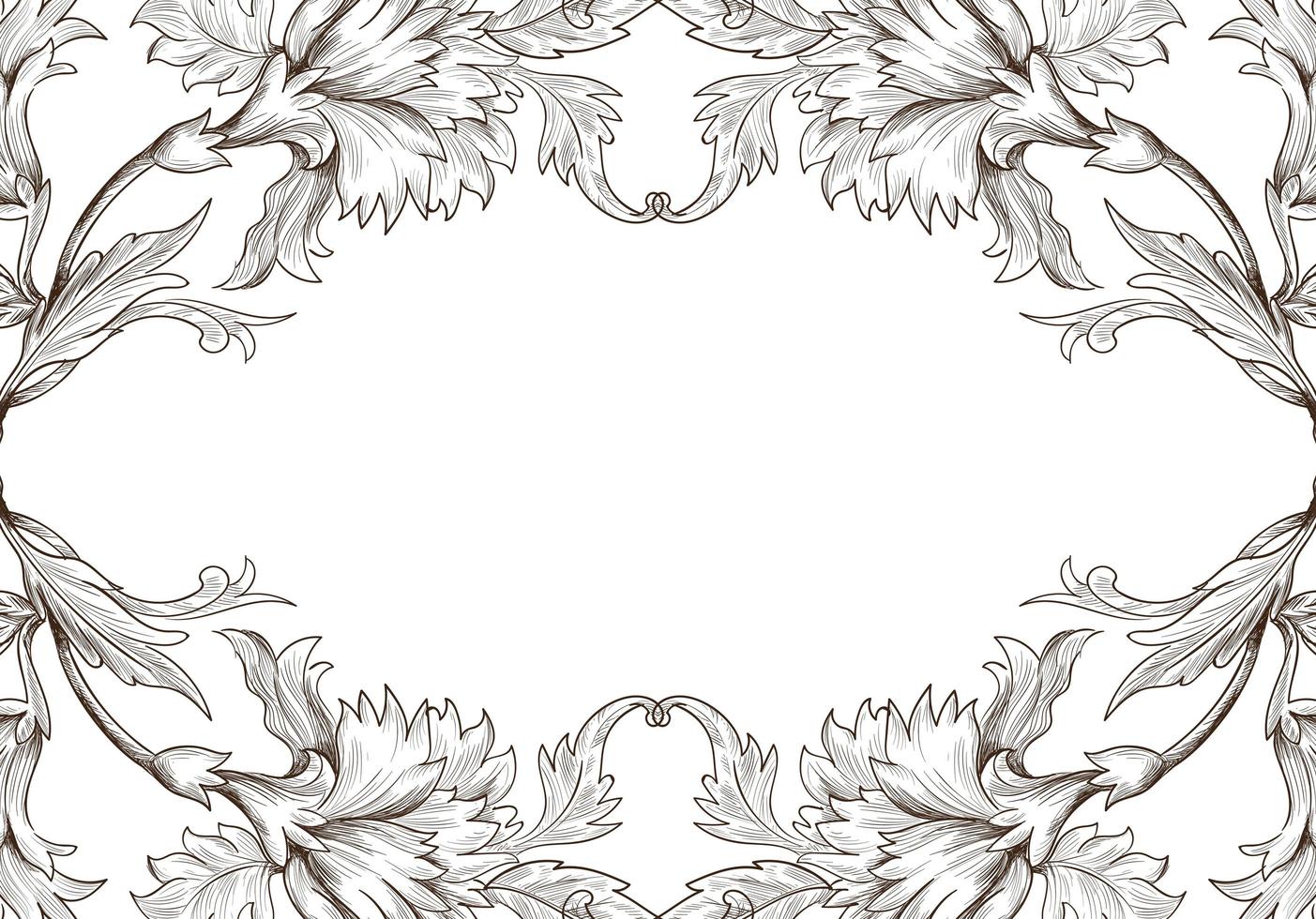 Artistic decorative sketch floral frame vector