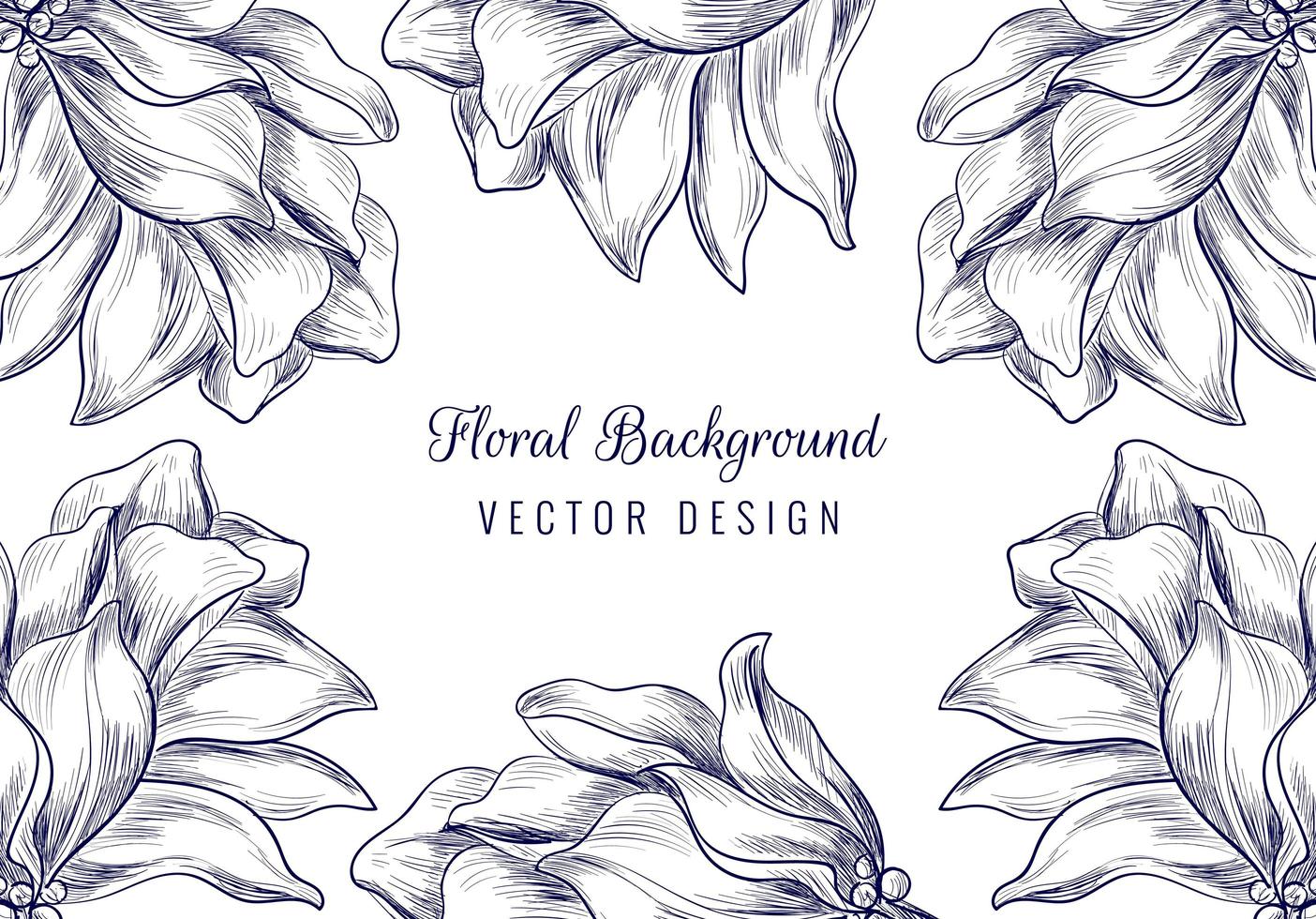 Hand drawn ornament floral blossom frame vector