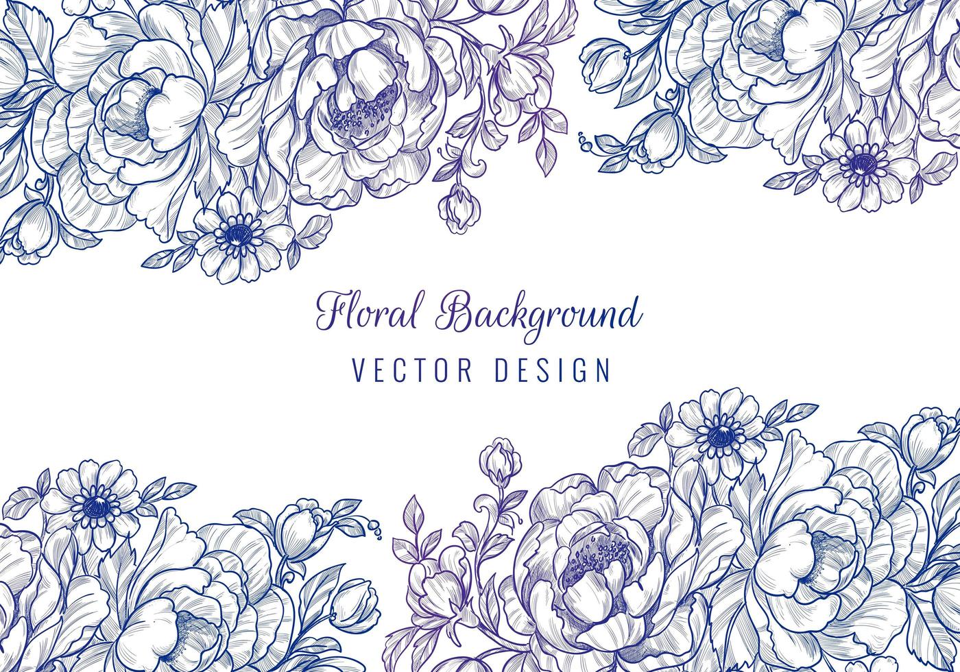 Purple blue gradient decorative floral borders vector