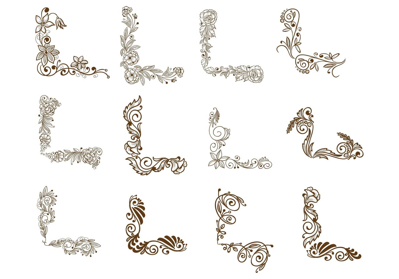 Beautiful artistic creative floral corner borders vector