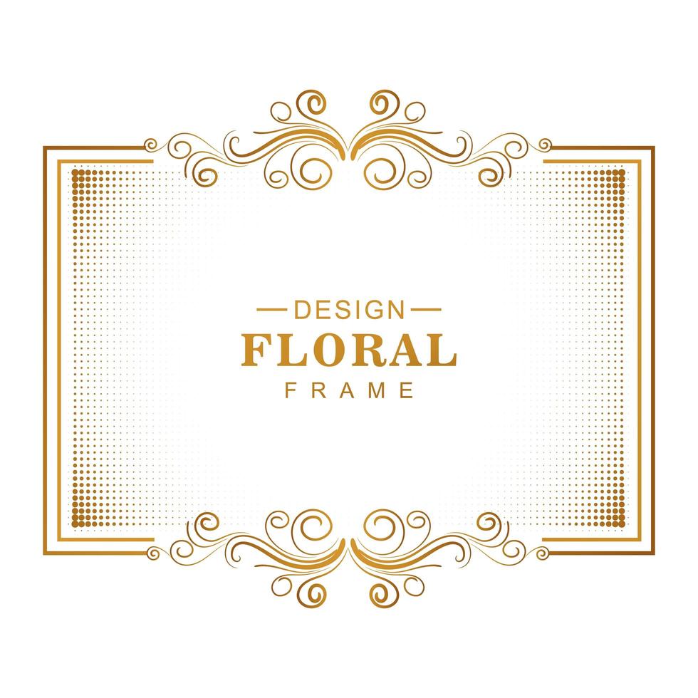 marco floral dorado ornamental con semitono vector