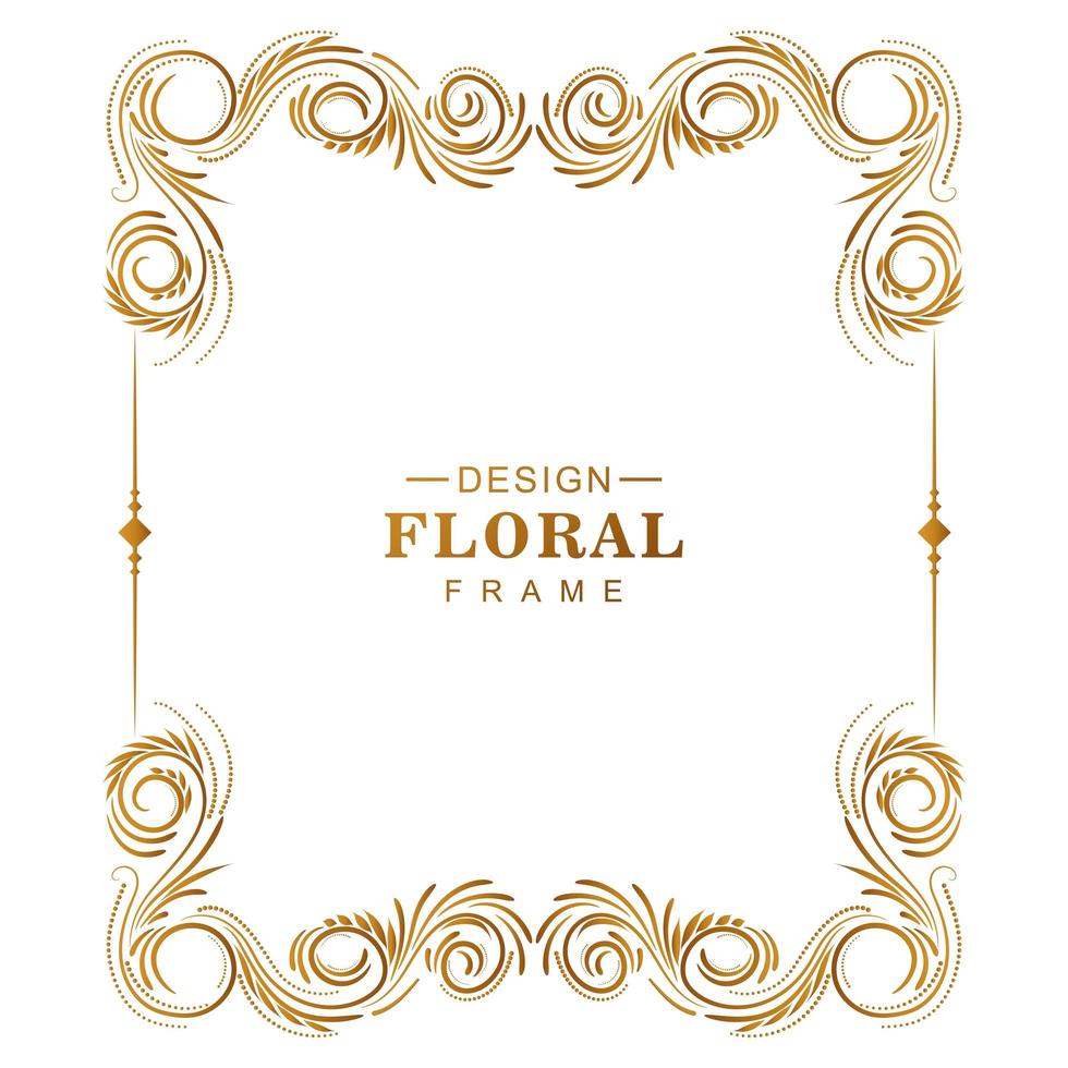 Ornamental creative golden floral frame on white vector