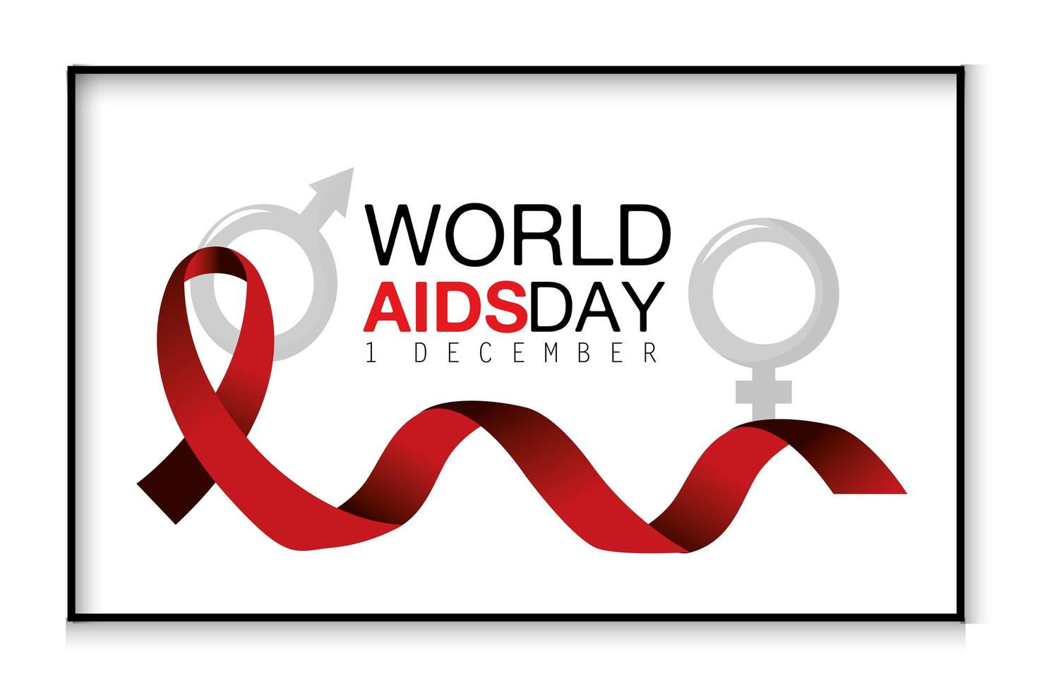 campaña del día mundial del sida con cinta roja vector