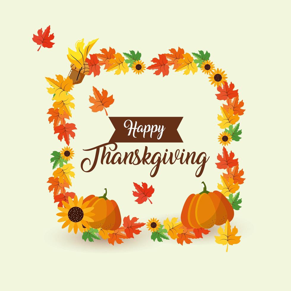 Happy thanksgiving, autumn wreath vector