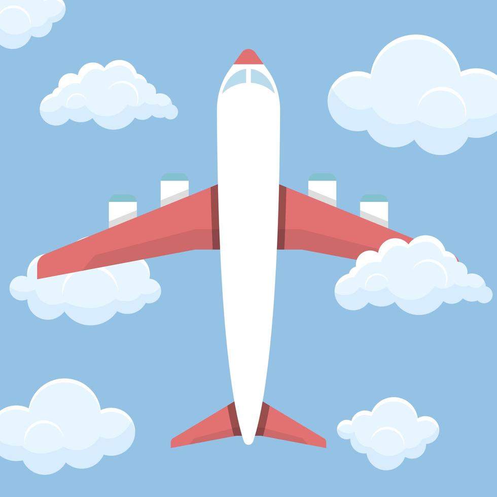 Plane flying in clouds  vector