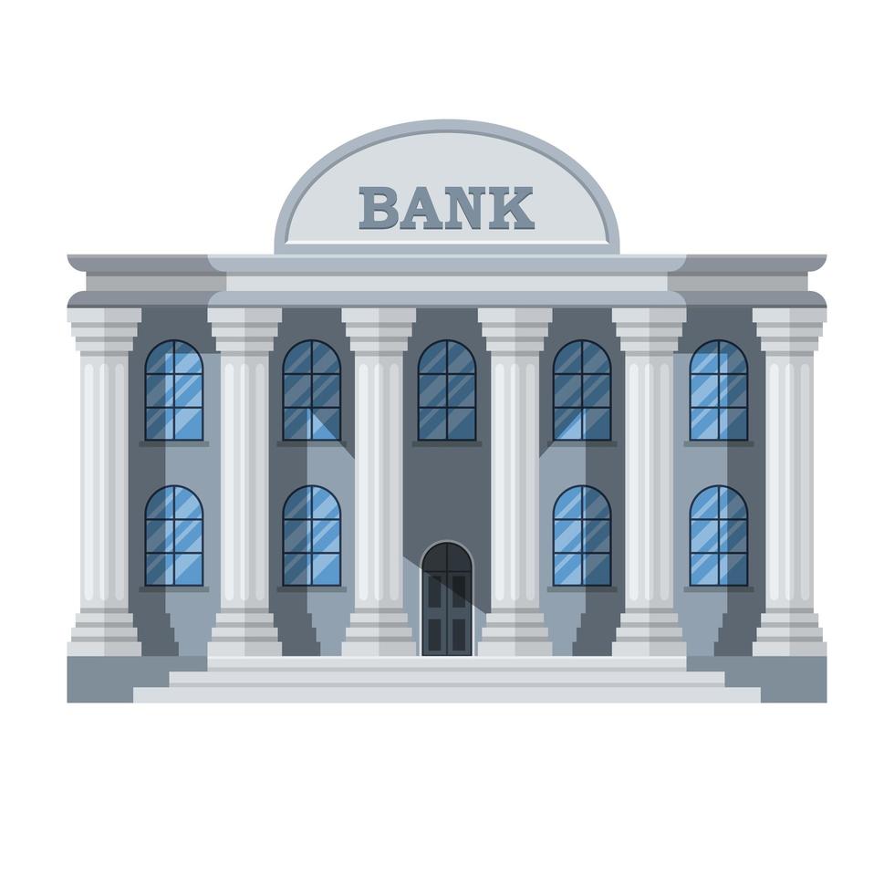 Elegante edificio bancario aislado sobre fondo blanco. vector