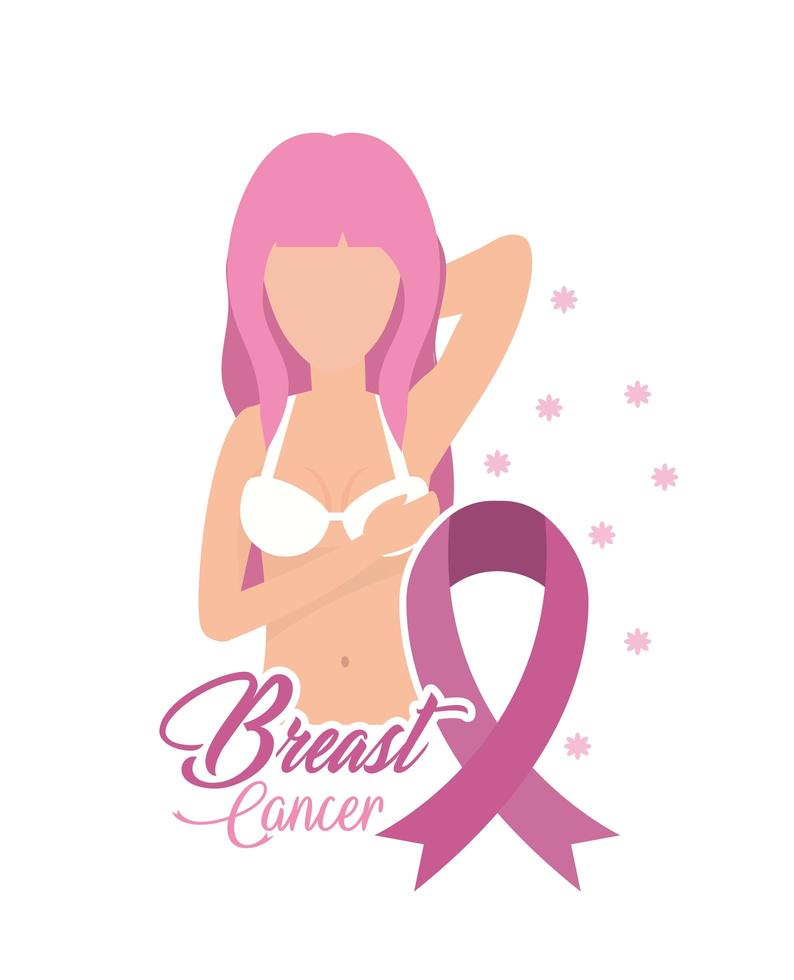 Breast cancer awareness and pink ribbon design vector