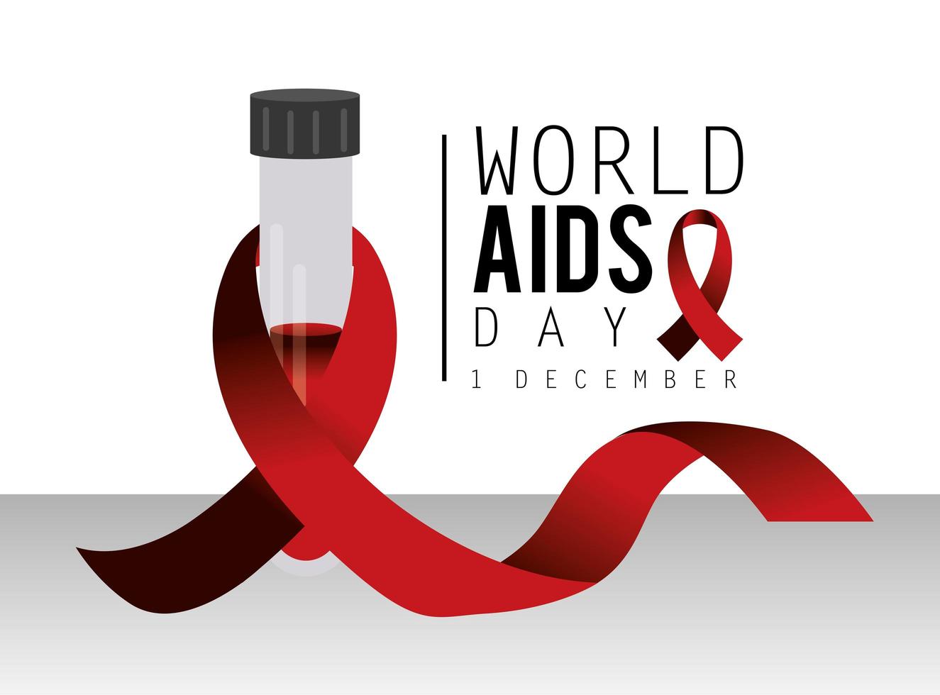 World AIDS day campaign with red ribbon vector