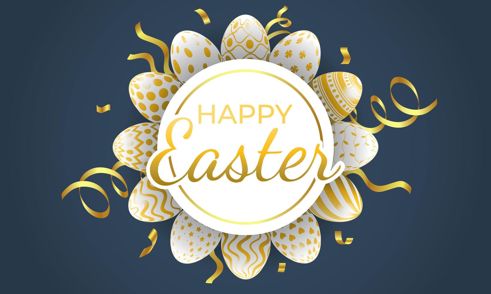 Happy Easter Circle Frame with Patterned Eggs vector