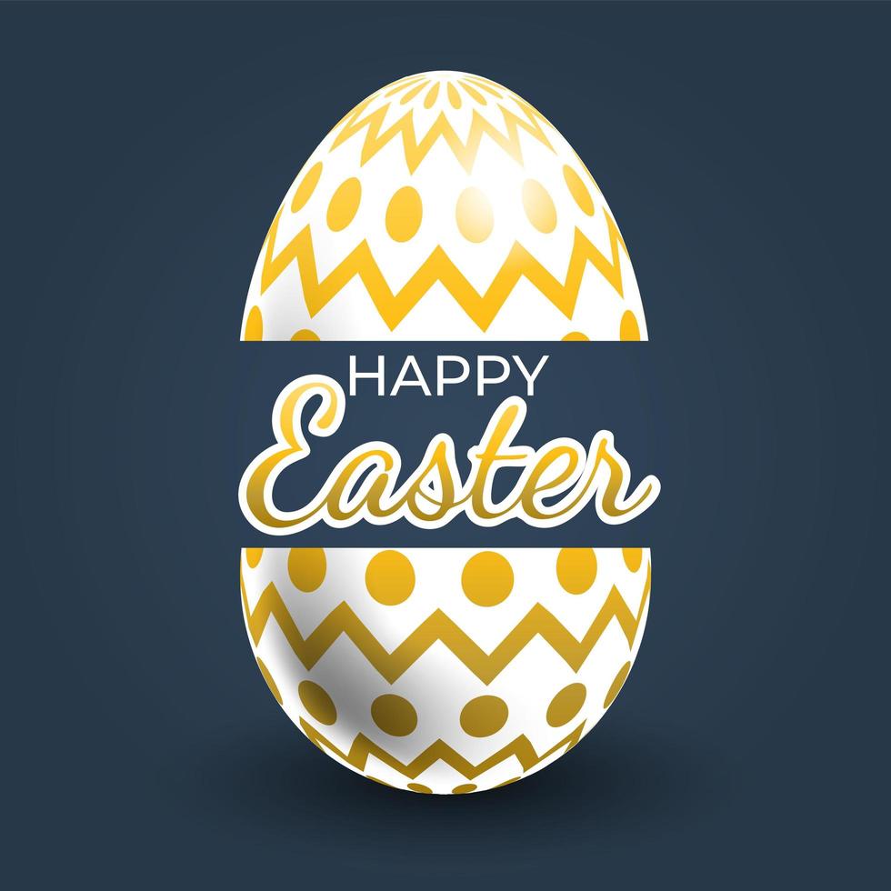 Gold Zigzag and Dots Patterned Easter Egg Poster vector