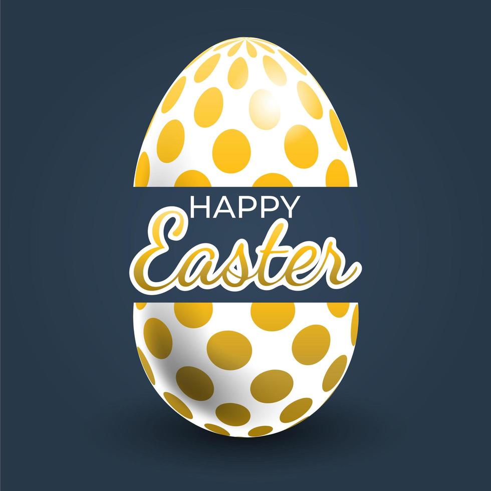 Gold Dot Patterned Easter Egg Poster vector