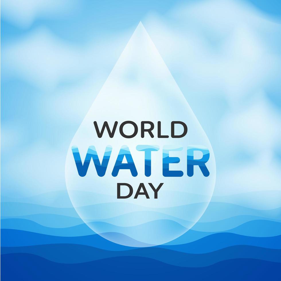 World Water Day design with drop over water vector