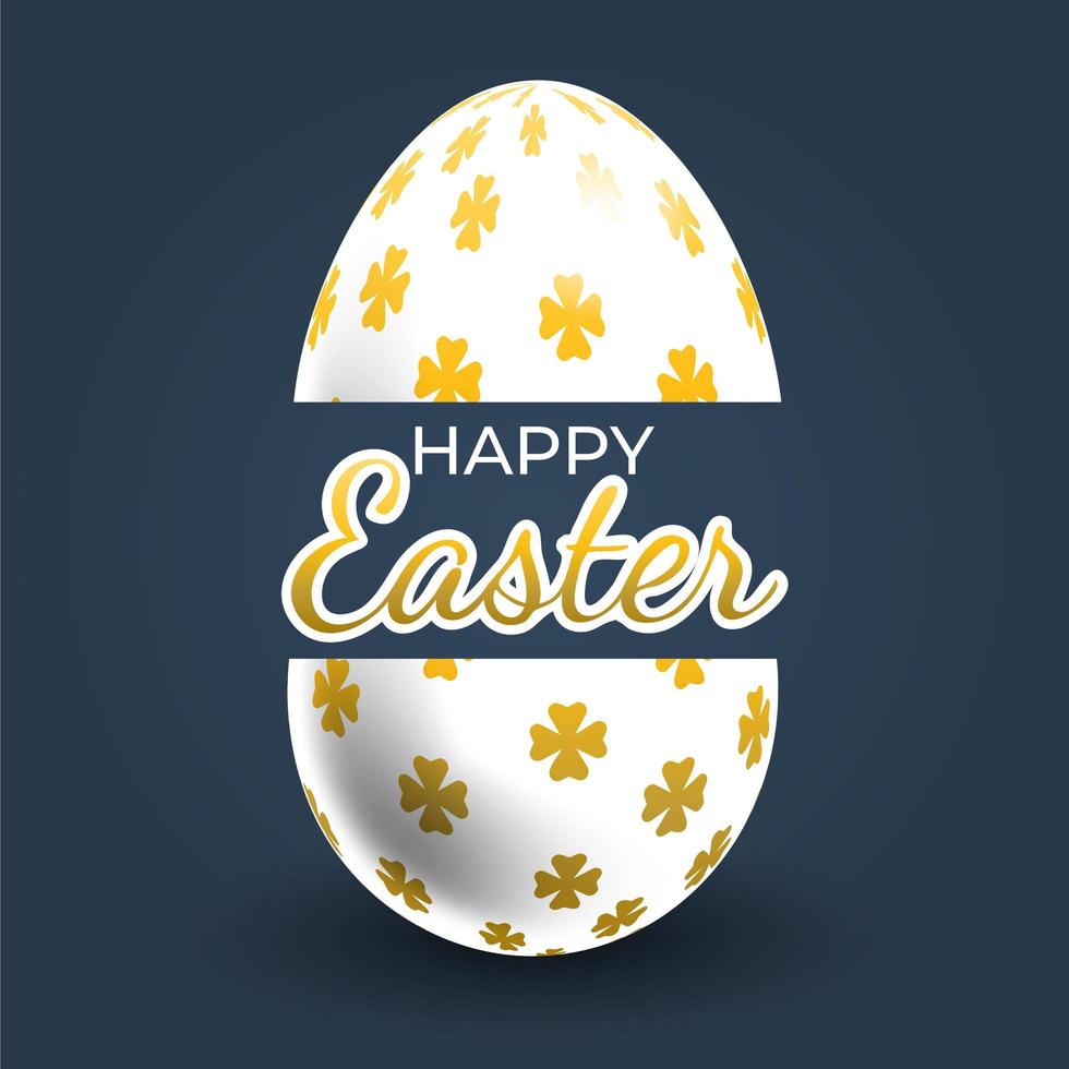 Gold Clover Patterned Easter Egg Poster vector