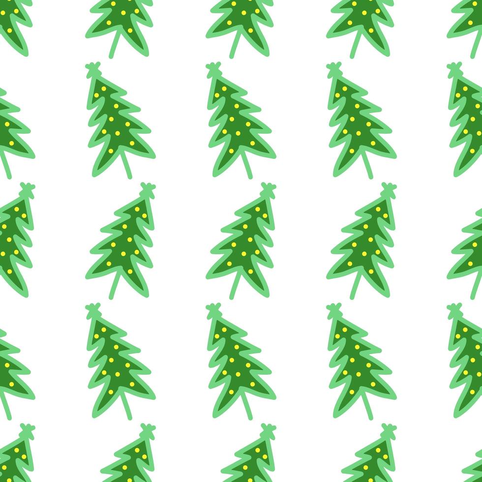 Cute cartoon Christmas tree seamless pattern vector