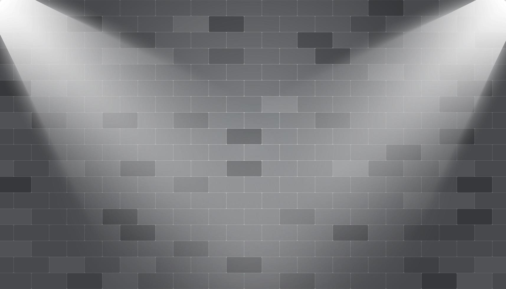 Corner spotlights illuminated on a brick wall vector