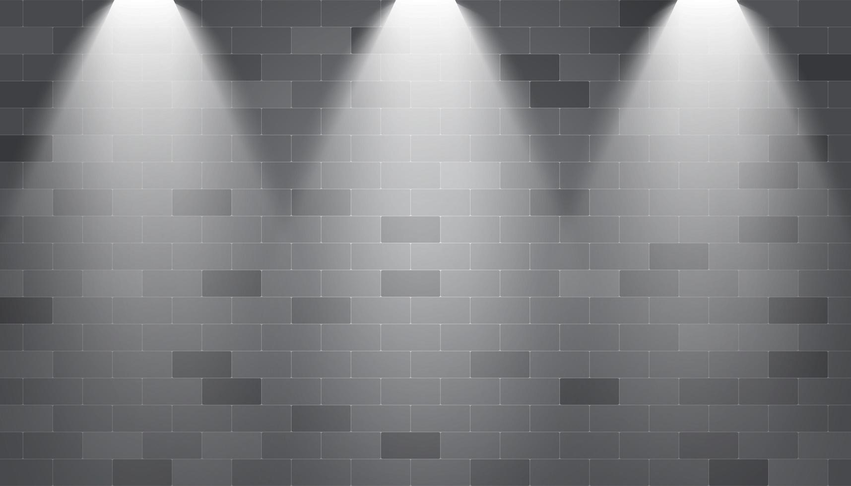 Spotlights illuminated on a brick wall vector