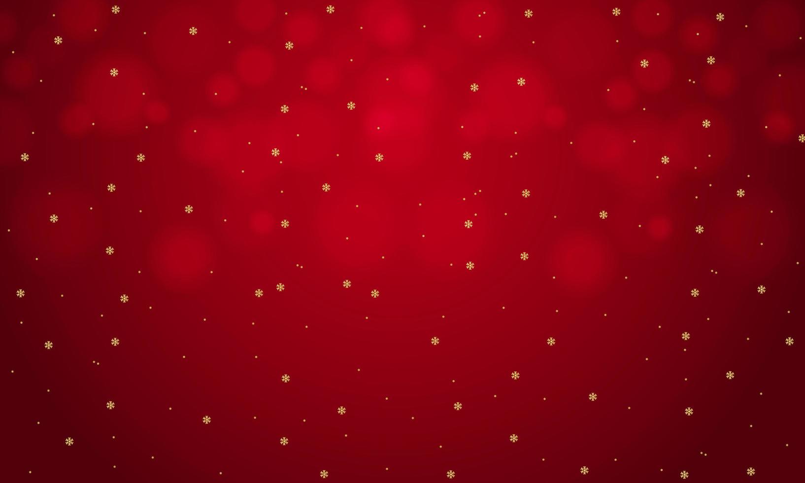 Gold snowflakes falling on red bokeh design vector