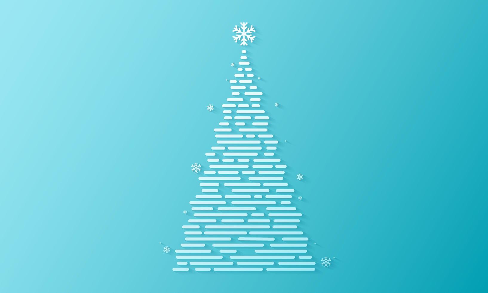 diseño de árbol de navidad blanco en degradado azul vector