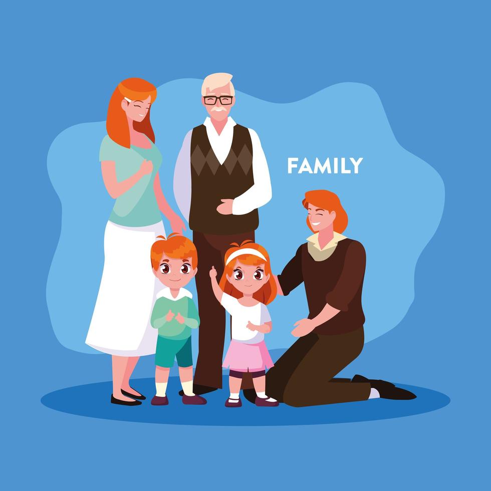 lindos miembros de la familia en cartel vector